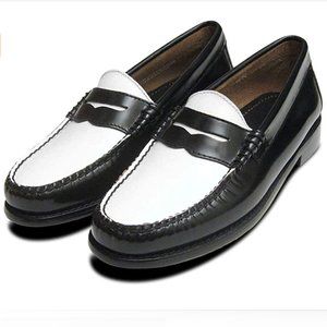 Bass Weejuns Black & White Penny Loafers